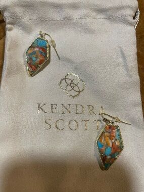 Kendra Scott Yellow Rose Tessa Red Oyster Bronze Veined Turquoise Drop Earrings